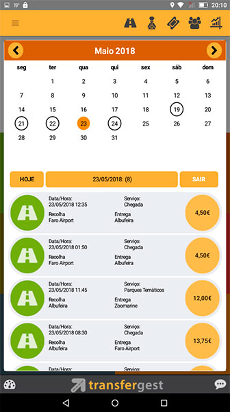 Aplicação agenda de transfers